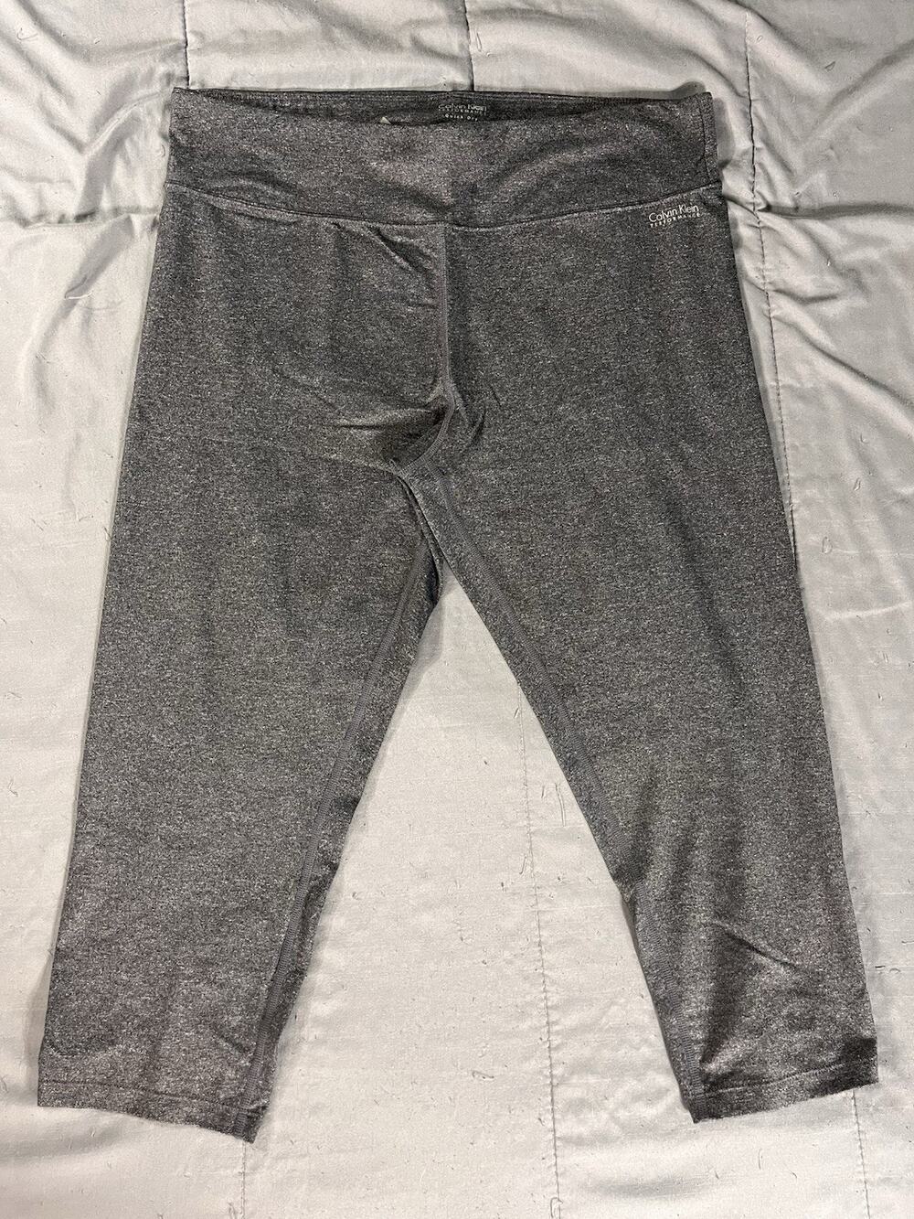 Calvin Klein Performance Womens XL Gray Capri Leggings Ruched Crop Yoga Pants
